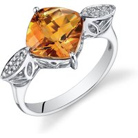 Citrine and Diamond Cherish Cape Ring in 9ct White Gold