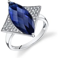 Marquise Cut Sapphire and Diamond Ring in 9ct White Gold