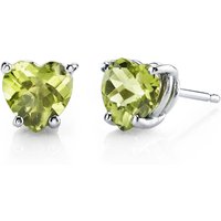 Peridot Petite Infatuation Heart Stud Earrings in 9ct White Gold