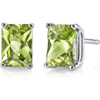 Peridot Flourish Simplicity Stud Earrings in 9ct White Gold