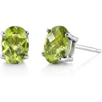 Peridot Bejewel Simplicity Stud Earrings in 9ct White Gold