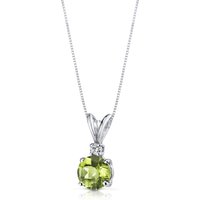 Peridot and Diamond Petite Intuition Pendant Necklace in 9ct White Gold