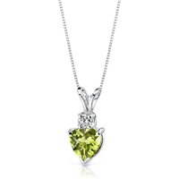 Peridot and Diamond Petite Infatuation Soulmate Heart Pendant Necklace in 9ct White Gold