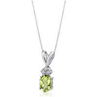 Peridot and Diamond Bejewel Pendant Necklace in 9ct White Gold