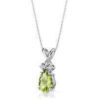 Peridot and Diamond Embellished Modest Pendant Necklace in 9ct White Gold