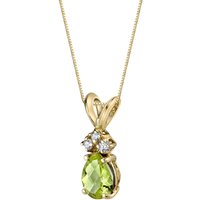Peridot and Diamond Embellished Modest Pendant Necklace in 9ct Gold