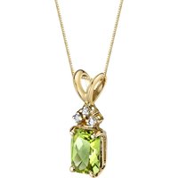 Peridot and Diamond Embellished Flourish Pendant Necklace in 9ct Gold