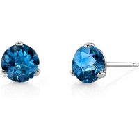 London Blue Topaz Intuition Simplicity Earrings in 9ct White Gold, Small