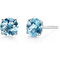 Swiss Blue Topaz Intuition Simplicity Stud Earrings in 9ct White Gold, Small