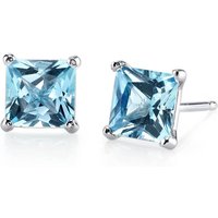 Swiss Blue Topaz Legacy Simplicity Stud Earrings in 9ct White Gold