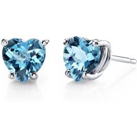 Swiss Blue Topaz Petite Infatuation Heart Stud Earrings in 9ct White Gold
