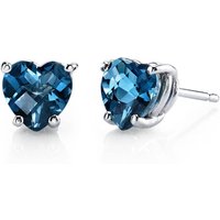 London Blue Topaz Petite Infatuation Heart Stud Earrings in 9ct White Gold