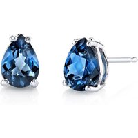 London Blue Topaz Modest Simplicity Stud Earrings in 9ct White Gold