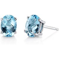 Swiss Blue Topaz Bejewel Simplicity Stud Earrings in 9ct White Gold