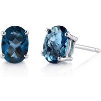 London Blue Topaz Bejewel Simplicity Stud Earrings in 9ct White Gold