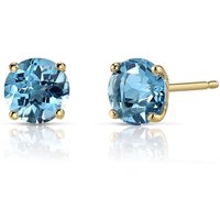 Swiss Blue Topaz Intuition Simplicity Stud Earrings in 9ct Gold, Small