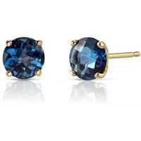 London Blue Topaz Intuition Simplicity Stud Earrings in 9ct Gold, Small