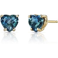 London Blue Topaz Petite Infatuation Heart Stud Earrings in 9ct Gold