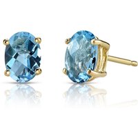 Swiss Blue Topaz Bejewel Simplicity Stud Earrings in 9ct Gold