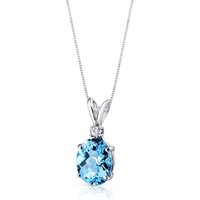 Swiss Blue Topaz and Diamond Bejewel Pendant Necklace in 9ct White Gold