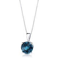 London Blue Topaz Intuition Simplicity Pendant Necklace in 9ct White Gold