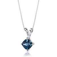 London Blue Topaz Cherish Simplicity Pendant Necklace in 9ct White Gold