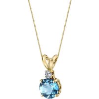 Swiss Blue Topaz and Diamond Petite Intuition Pendant Necklace in 9ct Gold