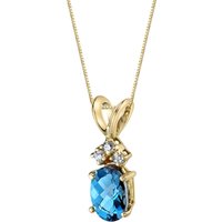 London Blue Topaz and Diamond Embellished Bejewel Pendant Necklace in 9ct Gold