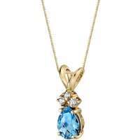 Swiss Blue Topaz and Diamond Embellished Modest Pendant Necklace in 9ct Gold