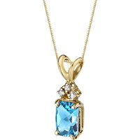 Swiss Blue Topaz and Diamond Embellished Flourish Pendant Necklace in 9ct Gold
