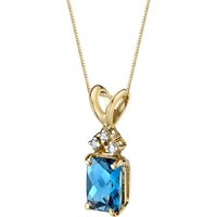 London Blue Topaz and Diamond Embellished Flourish Pendant Necklace in 9ct Gold