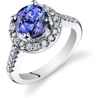 Tanzanite and Diamond Intuitive Halo Ring in 9ct White Gold