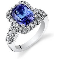 Tanzanite and Diamond Cherish Ornate Ring in 9ct White Gold