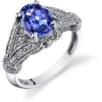 Tanzanite and Diamond Bejewel Ornate Ring in 9ct White Gold