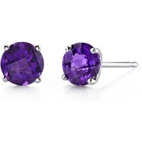 Amethyst Intuition Simplicity Stud Earrings in 9ct White Gold, Small
