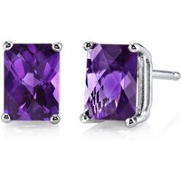 Amethyst Flourish Simplicity Stud Earrings in 9ct White Gold