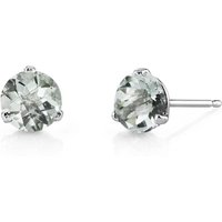 Green Amethyst Intuition Simplicity Earrings in 9ct White Gold, Small