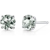 Green Amethyst Intuition Simplicity Stud Earrings in 9ct White Gold, Small