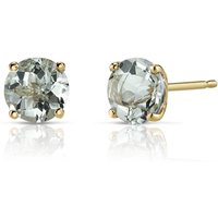 Green Amethyst Intuition Simplicity Stud Earrings in 9ct Gold, Small