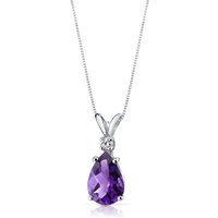 Amethyst and Diamond Modest Pendant Necklace in 9ct White Gold