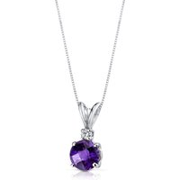 Amethyst and Diamond Petite Intuition Pendant Necklace in 9ct White Gold