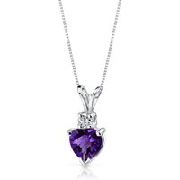 Amethyst and Diamond Petite Infatuation Soulmate Heart Pendant Necklace in 9ct White Gold