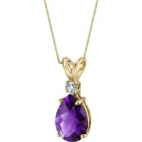 Amethyst and Diamond Modest Pendant Necklace in 9ct Gold