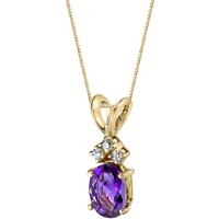 Amethyst and Diamond Embellished Bejewel Pendant Necklace in 9ct Gold