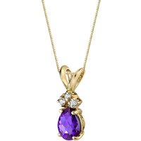 Amethyst and Diamond Embellished Modest Pendant Necklace in 9ct Gold