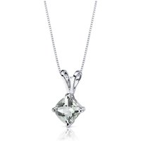 Green Amethyst Cherish Simplicity Pendant Necklace in 9ct White Gold