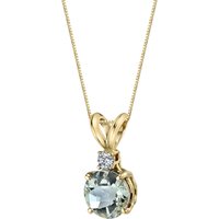 Green Amethyst and Diamond Petite Intuition Pendant Necklace in 9ct Gold