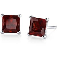 Garnet Legacy Simplicity Stud Earrings in 9ct White Gold