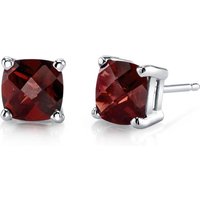 Garnet Cherish Simplicity Stud Earrings in 9ct White Gold