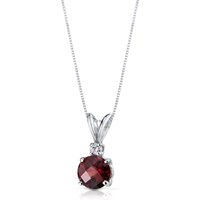 Garnet and Diamond Petite Intuition Pendant Necklace in 9ct White Gold
